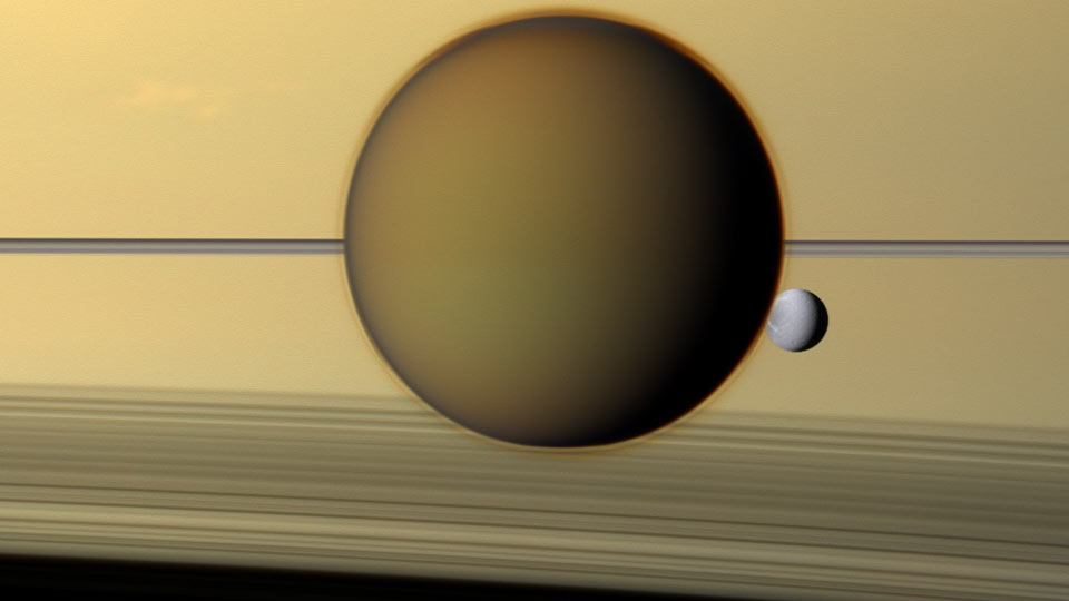 Portfolio Image: Saturn with moon Enceladus, image courtesy of NASA.