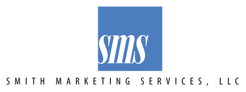 Logo for Smith Marketing Services, white letters SMS on soft blue square.