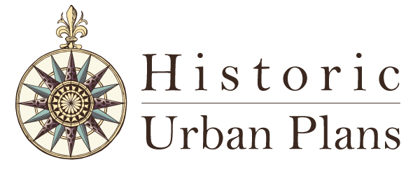 Logo for Historic Urban Plans, antique compass rose.