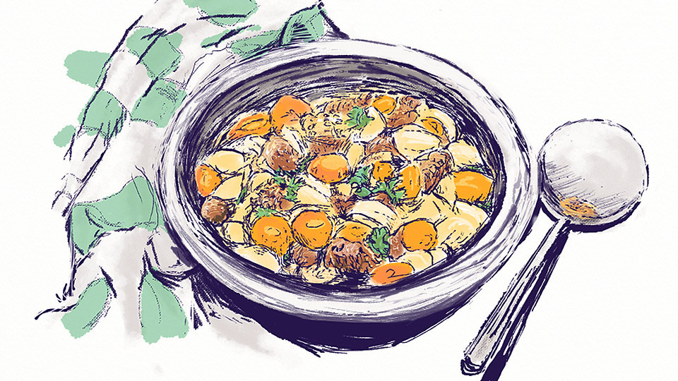 Traditional Irish Stew, illustration by Camilo Nascimento, Ithaca, New York