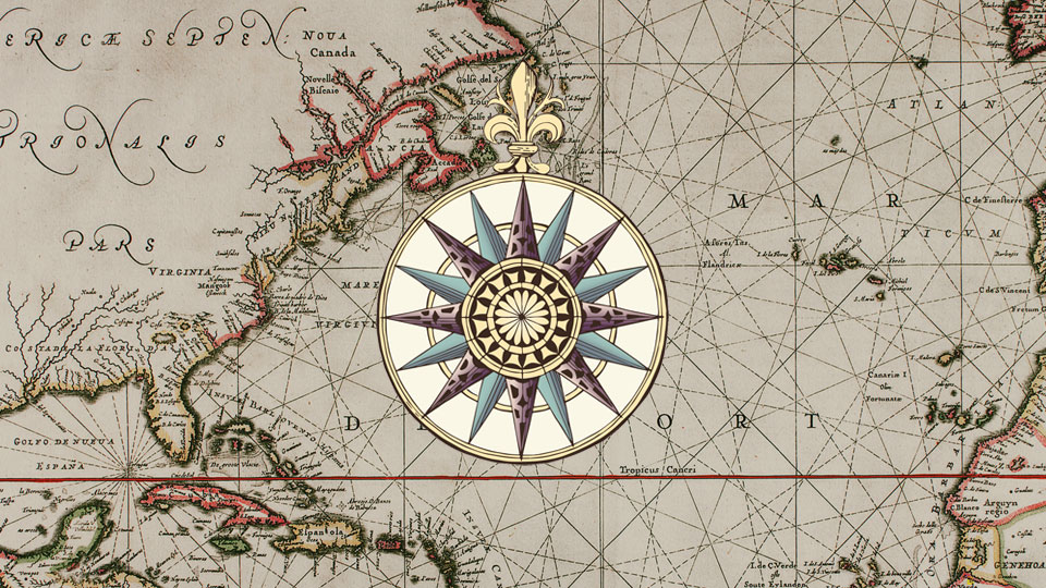 Portfolio Image: Section of antique map of Atlantic Ocean 1650.