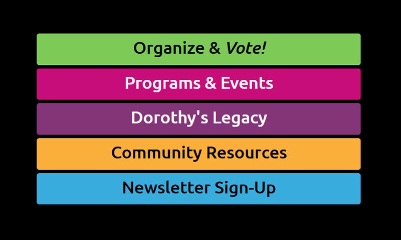 Screenshot of colorful buttons from Dorothy Cotton Institute Website.