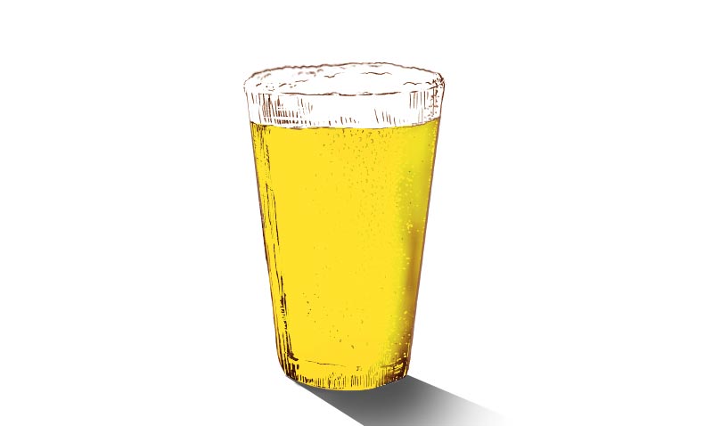 Illustration of a pint of beer in the color of this specific NEIPA beer.